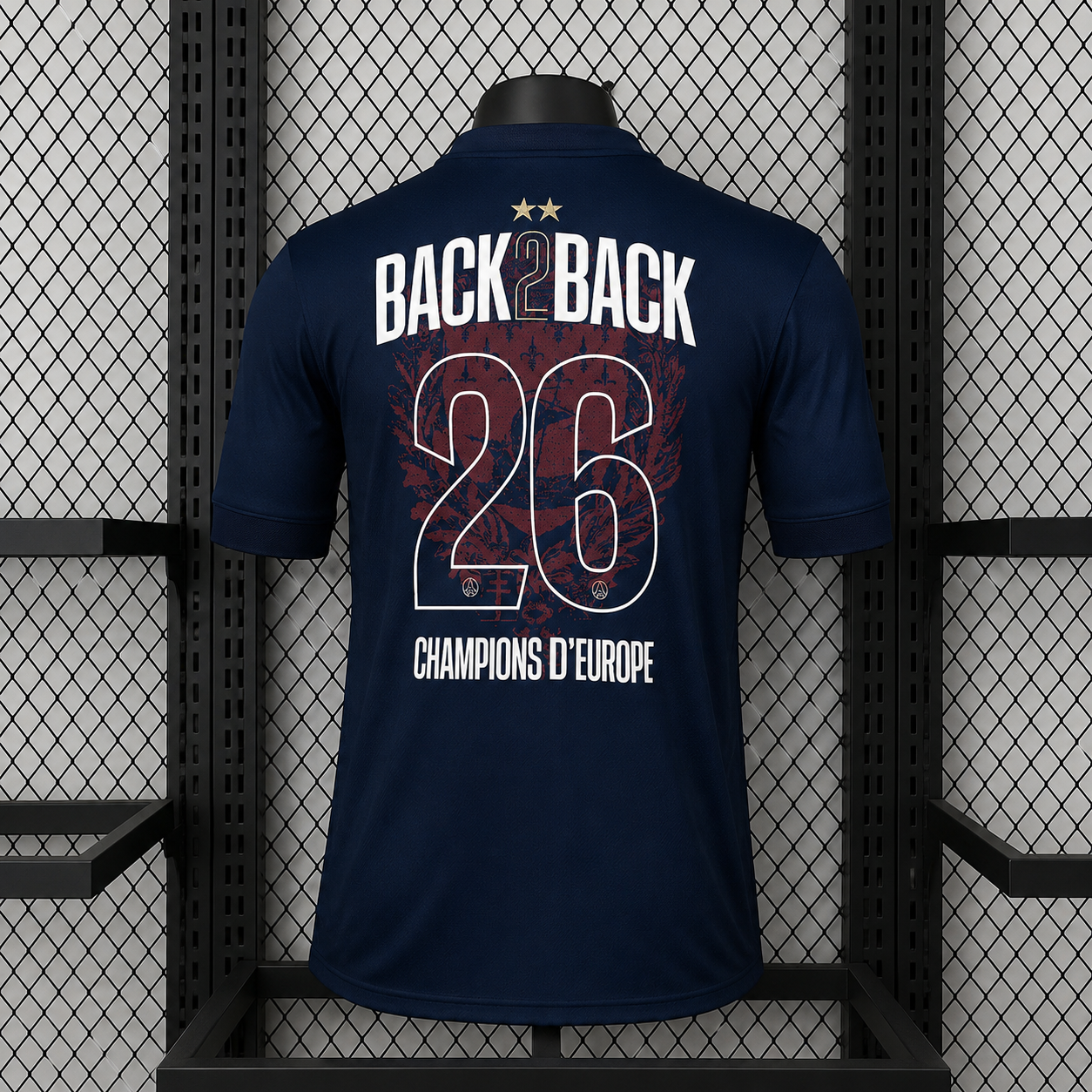 Maillot Back2Back 2 Étoiles Domicile PSG 25/26 Champions of Europe