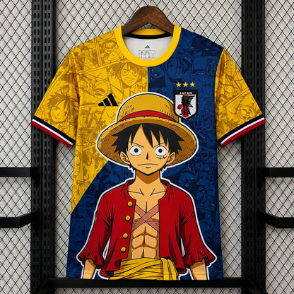 Luffy japonais en chemise rouge et jaune